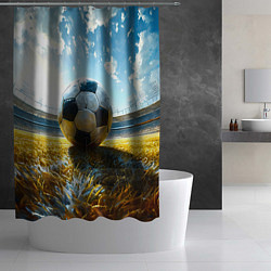 Шторка для душа Футбольный мяч на стадионе, цвет: 3D-принт — фото 2