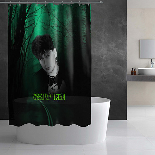 Шторка для ванной Сектор газа зеленый фон / 3D-принт – фото 2