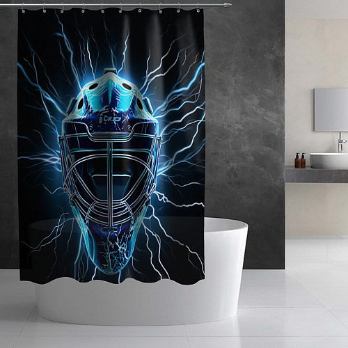 Шторка для ванной Маска голкипера в молниях / 3D-принт – фото 2