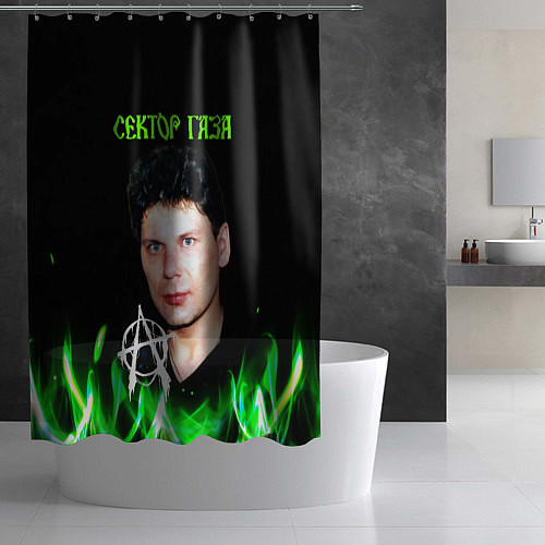 Шторка для ванной Сектор газа зеленый огонь / 3D-принт – фото 2