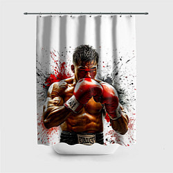 Шторка для душа Тайский боксер на белом, цвет: 3D-принт