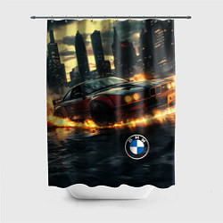 Шторка для душа BMW огненный дрифт, цвет: 3D-принт