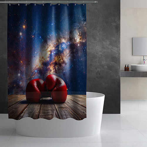 Шторка для ванной Боксерские перчатки в космосе / 3D-принт – фото 2