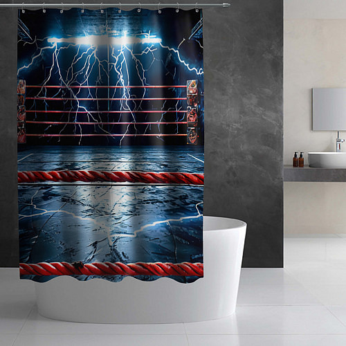 Шторка для ванной Ринг и молния / 3D-принт – фото 2