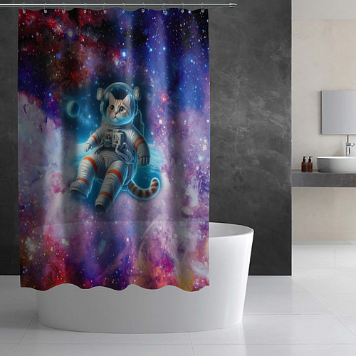 Шторка для ванной The cat is a brave cosmonaut - ai art / 3D-принт – фото 2