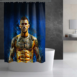 Шторка для душа Дастин Порье на синем, цвет: 3D-принт — фото 2