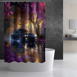 Шторка для душа БМВ и фиолетовые цветы, цвет: 3D-принт — фото 2