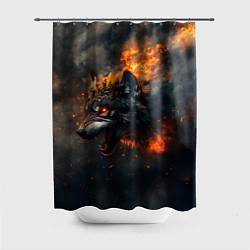 Шторка для душа Волк в огне и дыме, цвет: 3D-принт