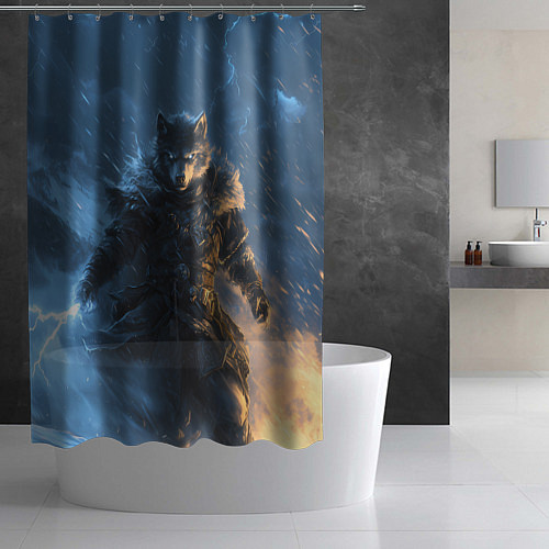 Шторка для ванной Волк и молния / 3D-принт – фото 2