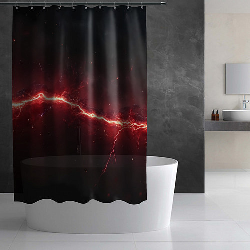 Шторка для ванной Красная линия - молния / 3D-принт – фото 2