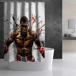 Шторка для душа Мухаммед Али на белом, цвет: 3D-принт — фото 2