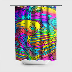 Шторка для душа Черепа неоновые краски, цвет: 3D-принт