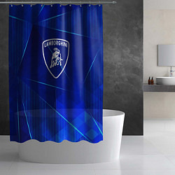 Шторка для душа Lamborghini blue poly, цвет: 3D-принт — фото 2