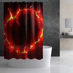 Шторка для душа Красный круг из огня текстура, цвет: 3D-принт — фото 2