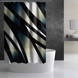 Шторка для душа Чёрно-белый с синим затемнением полосы, цвет: 3D-принт — фото 2