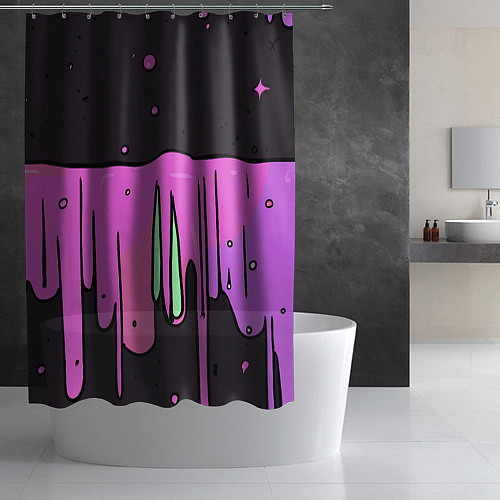 Шторка для ванной Фиолетовая текстура на черном фоне / 3D-принт – фото 2
