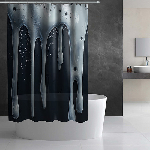 Шторка для ванной Белая объемная слизь текстура / 3D-принт – фото 2