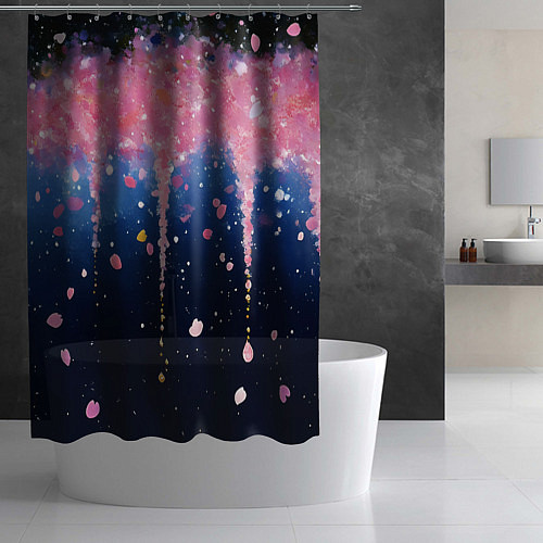 Шторка для ванной Розово-синяя текстура / 3D-принт – фото 2