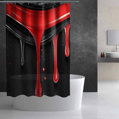 Шторка для ванной Красная и черная краска текстура / 3D-принт – фото 2
