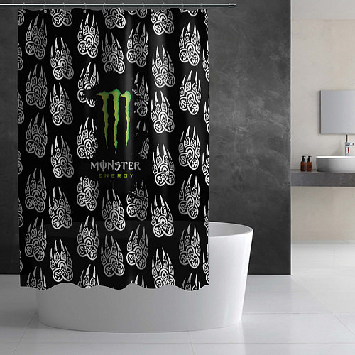 Шторка для ванной Monster energy медвежьи лапы / 3D-принт – фото 2
