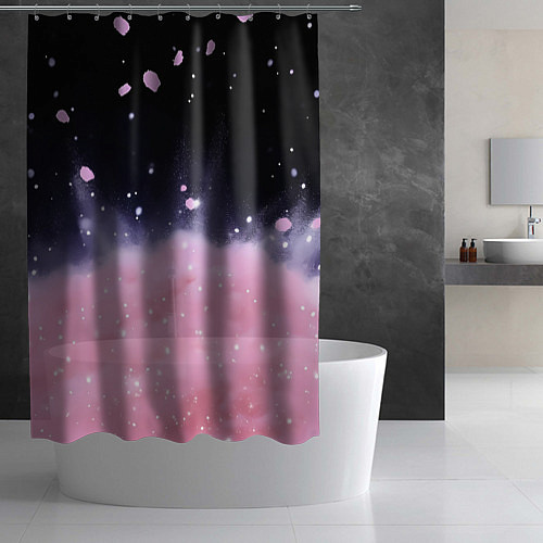 Шторка для ванной Розовая текстура с лепестками / 3D-принт – фото 2