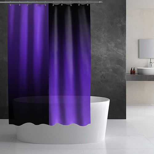 Шторка для ванной Чёрно-сиреневый градиент пополам / 3D-принт – фото 2