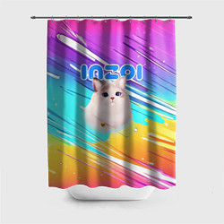 Шторка для душа Inzoi кошечка на радужном фоне, цвет: 3D-принт