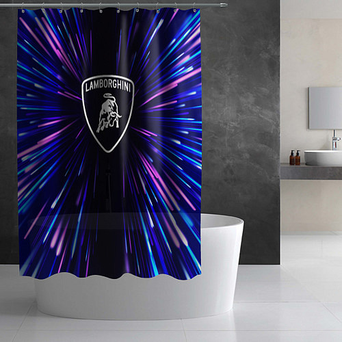 Шторка для ванной Lamborghini neon energy / 3D-принт – фото 2