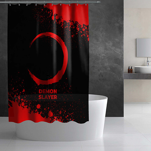 Шторка для ванной Demon Slayer - red gradient / 3D-принт – фото 2