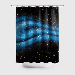 Шторка для душа Синяя абстрактная текстура на черном, цвет: 3D-принт
