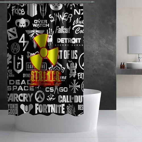 Шторка для ванной Сталкер все логотипы игр / 3D-принт – фото 2