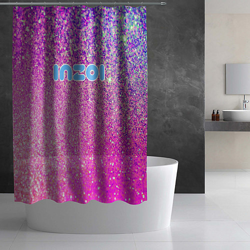 Шторка для ванной Inzoi лого и розовые блестки / 3D-принт – фото 2