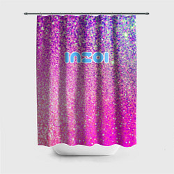 Шторка для ванной Inzoi лого и розовые блестки