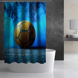 Шторка для душа Гандбольный мяч синий дым, цвет: 3D-принт — фото 2