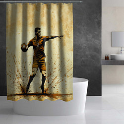 Шторка для душа Гандболист на бежевом, цвет: 3D-принт — фото 2