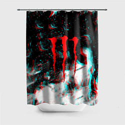 Шторка для душа Monster energy огонь глитч, цвет: 3D-принт