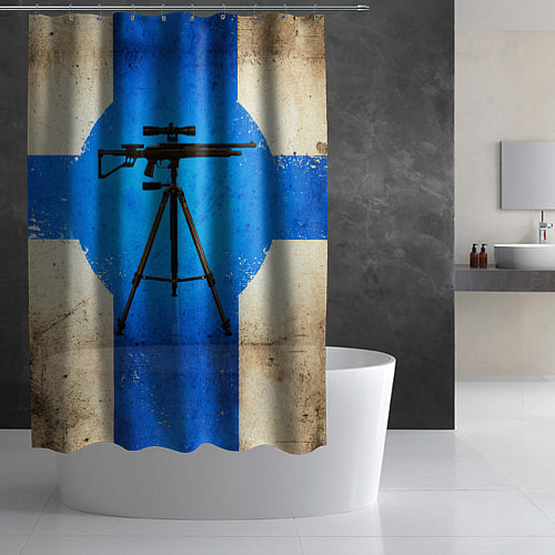 Шторка для ванной Стендовая спортивная стрельба на синем / 3D-принт – фото 2