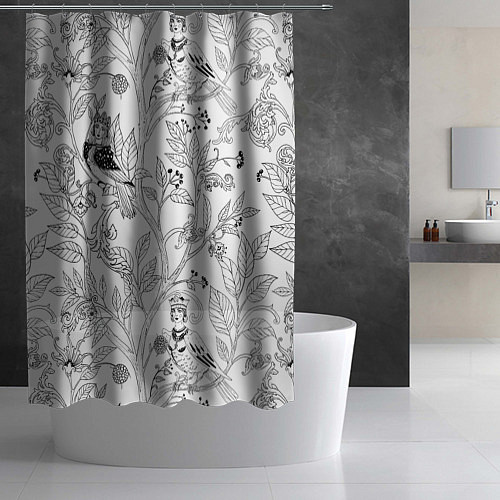 Шторка для ванной Птицы Сирин / 3D-принт – фото 2