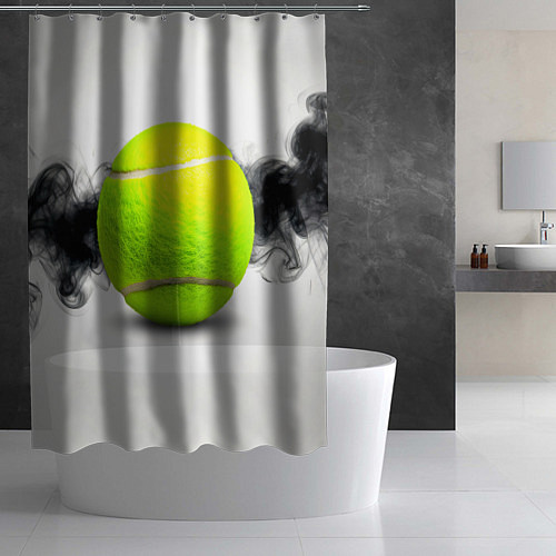 Шторка для ванной Теннисный мяч и черный дым / 3D-принт – фото 2