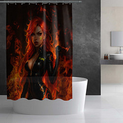 Шторка для душа Пламенная Мавуика - Genshin Impact, цвет: 3D-принт — фото 2