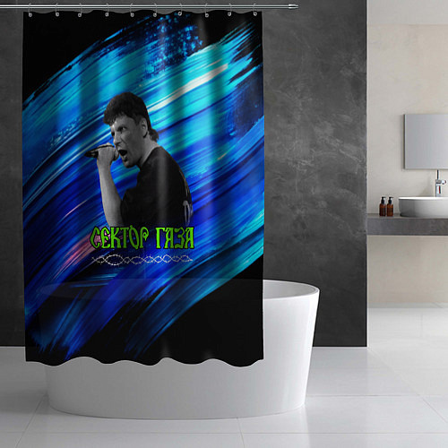 Шторка для ванной Юрий Хой синий фон красками / 3D-принт – фото 2