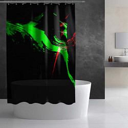 Шторка для душа Color black green red, цвет: 3D-принт — фото 2