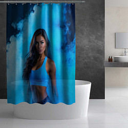 Шторка для душа Фитоняшка в синем дыму, цвет: 3D-принт — фото 2