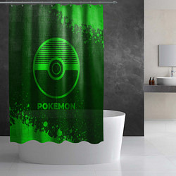Шторка для душа Pokemon - green gradient, цвет: 3D-принт — фото 2