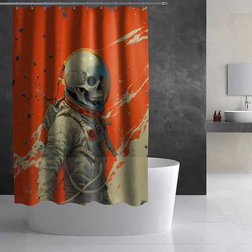 Шторка для ванной Скелет космонавт и краска на фоне / 3D-принт – фото 2