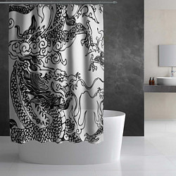 Шторка для душа Татуировка дракона на белом, цвет: 3D-принт — фото 2