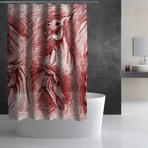 Шторка для ванной Черепа лошадей - эскиз / 3D-принт – фото 2