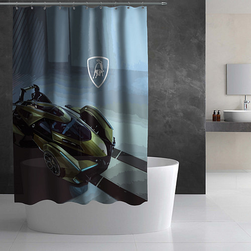 Шторка для ванной Lamborghini - motorsport extreme / 3D-принт – фото 2