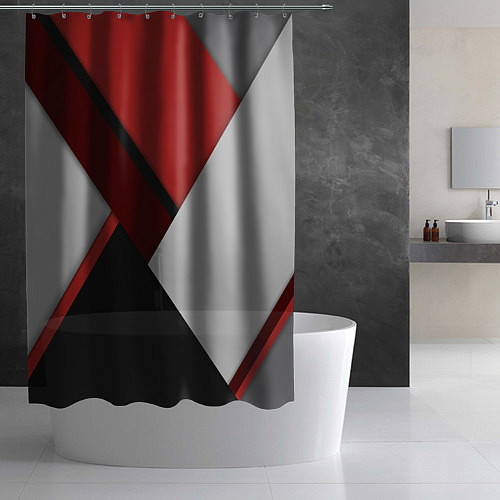 Шторка для ванной Color black red grey / 3D-принт – фото 2
