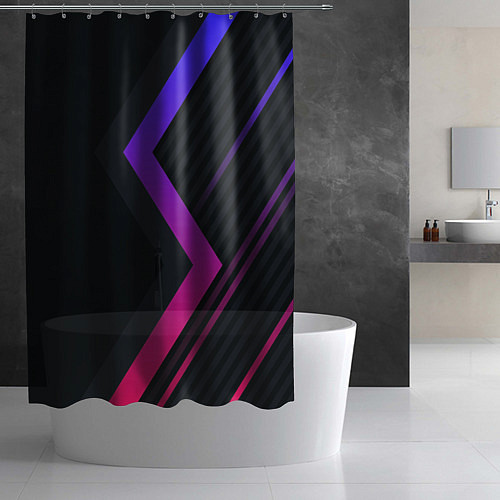 Шторка для ванной Color black line / 3D-принт – фото 2